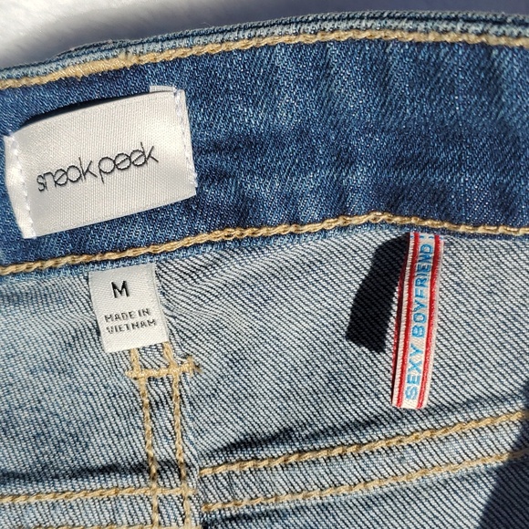 SOLD - NWT Sneak Peek Sexy Boyfriend Denim Shorts Lace Cutout 30 Size M Raw Hem - Picture 4 of 9